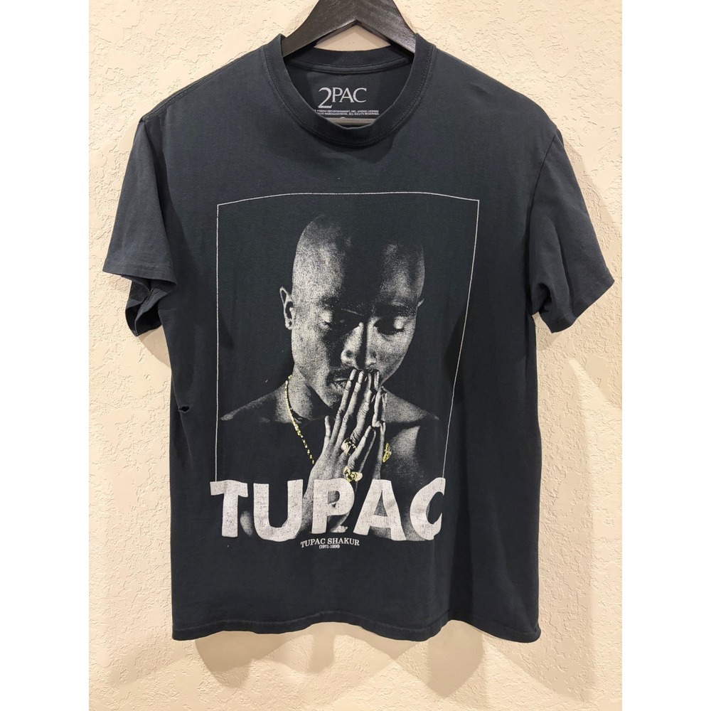 2Pac Shakur Graphic T-Shirt Mens Medium Black 71 Back Print Hip Hop Tee